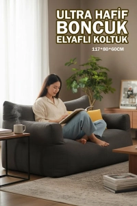  Lüx Konfor Çift Kişilik Mikro Partikül Süngerli Koltuk - Koyu Gri